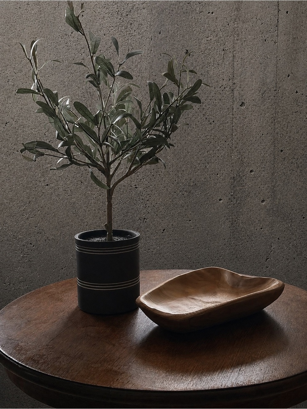Minimalist Black Ceramic Plant Pot with Artificial Plant